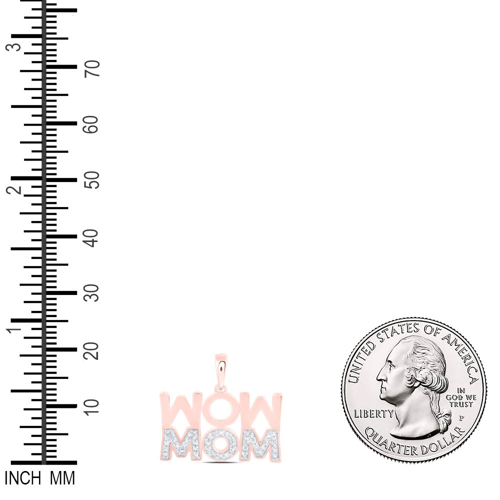 0.18 Ctw Natural Diamond Upside Down Mom Mothers Day Pendant in 10k Rose Gold