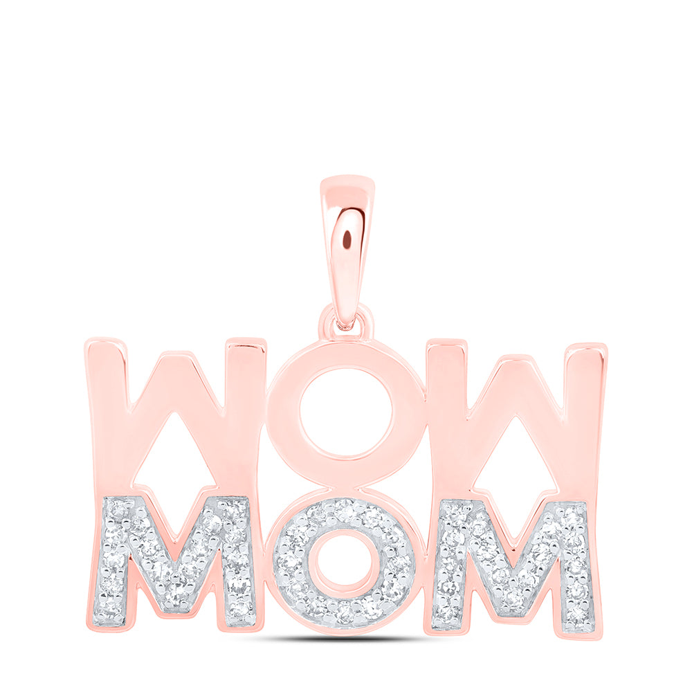 0.18 Ctw Natural Diamond Upside Down Mom Mothers Day Pendant in 10k Rose Gold