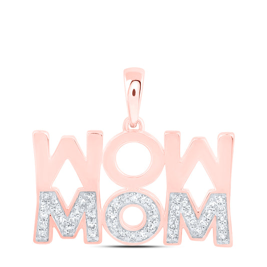0.18 Ctw Natural Diamond Upside Down Mom Mothers Day Pendant in 10k Rose Gold