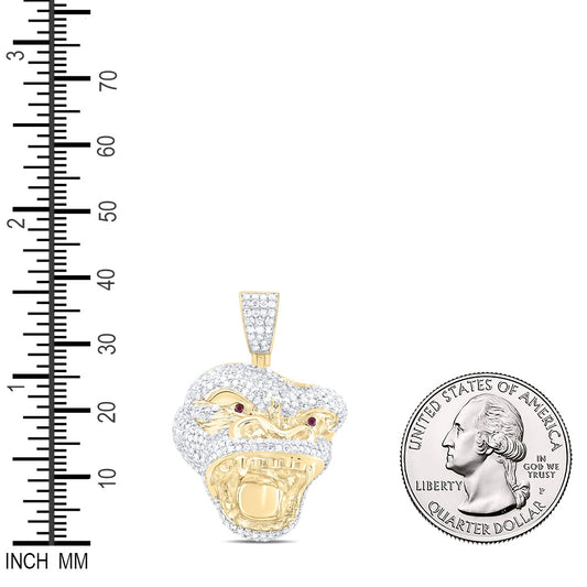 2.48 Ctw Natural Diamond Gorilla Head Animal Pendant in 10k Yellow Gold