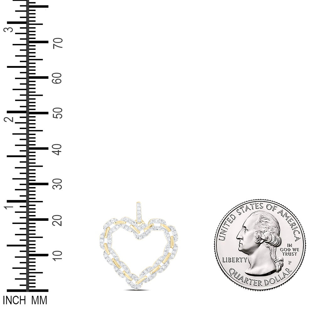 0.4 Ctw Natural Diamond Link Heart Open Pendant in 10k Yellow Gold