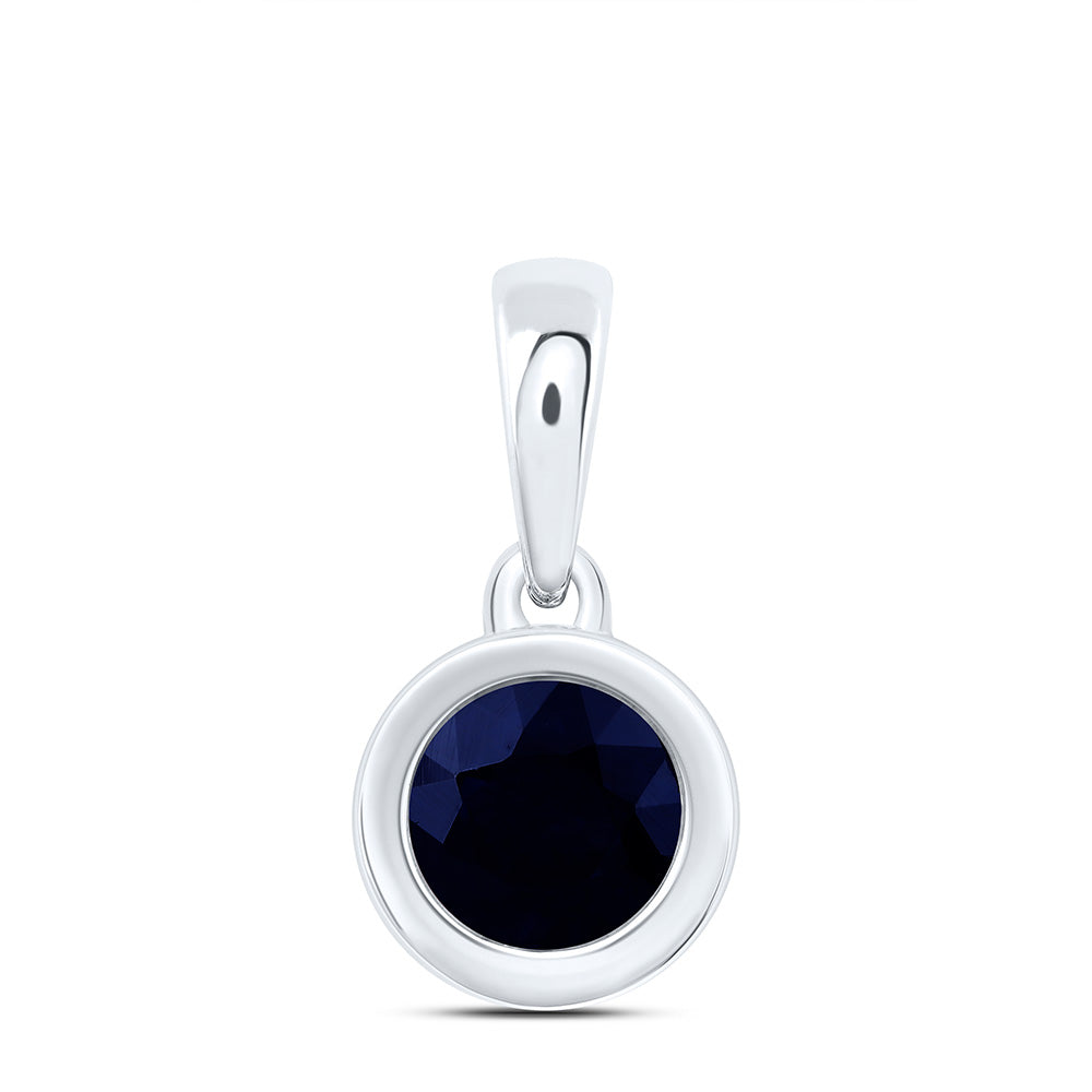 0.29 Ctw Natural Diamond Center Black Round Shape Pendant in 10k White Gold