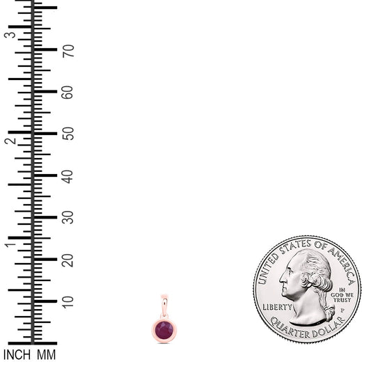 0.3 Ctw Natural Diamond Center Red Round Shape Pendant in 10k Rose Gold