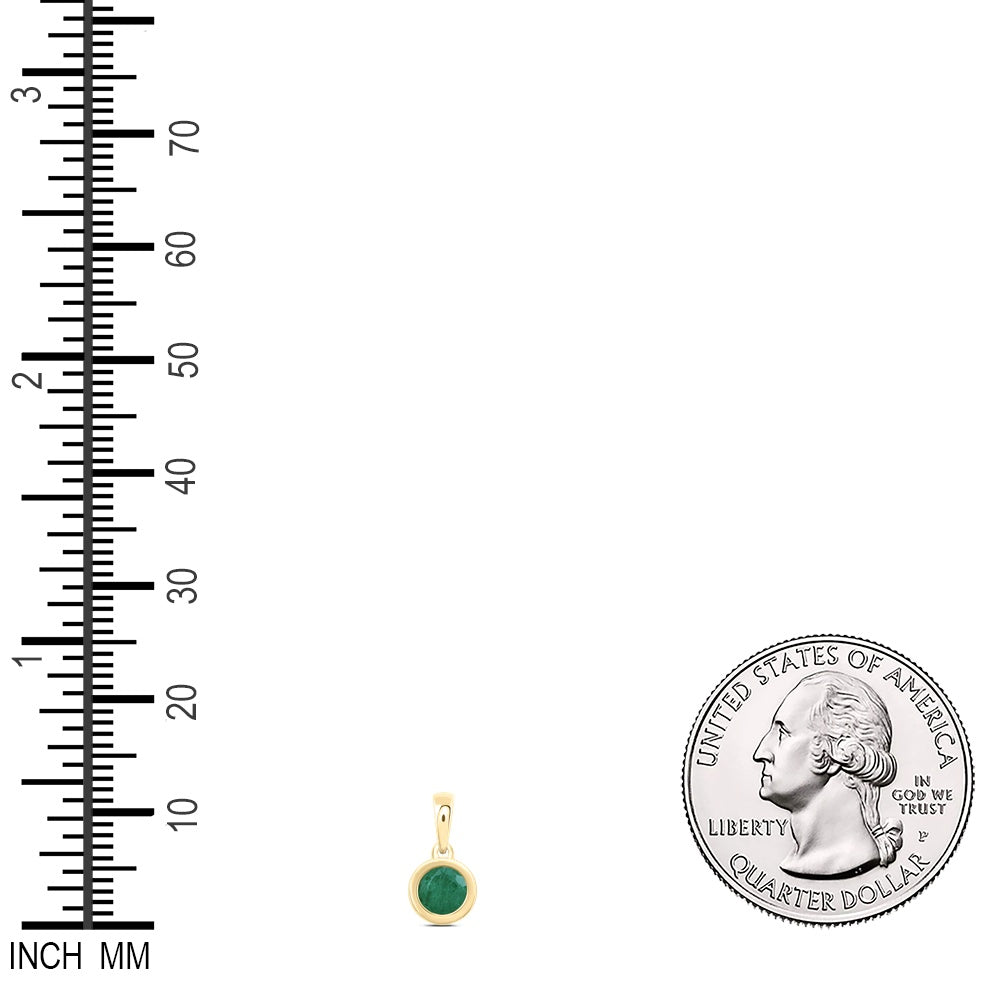 0.28 Ctw Natural Diamond Center Green Round Shape Pendant in 10k Yellow Gold