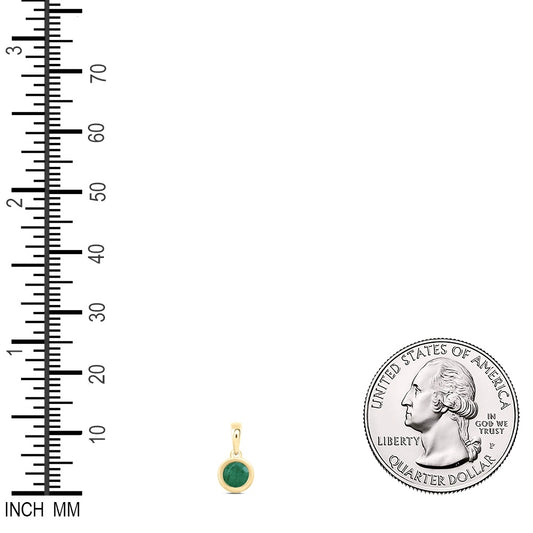 0.28 Ctw Natural Diamond Center Green Round Shape Pendant in 10k Yellow Gold