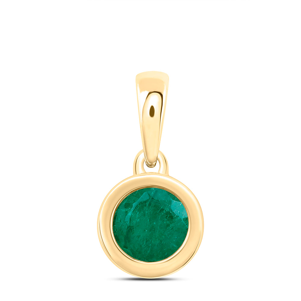 0.28 Ctw Natural Diamond Center Green Round Shape Pendant in 10k Yellow Gold