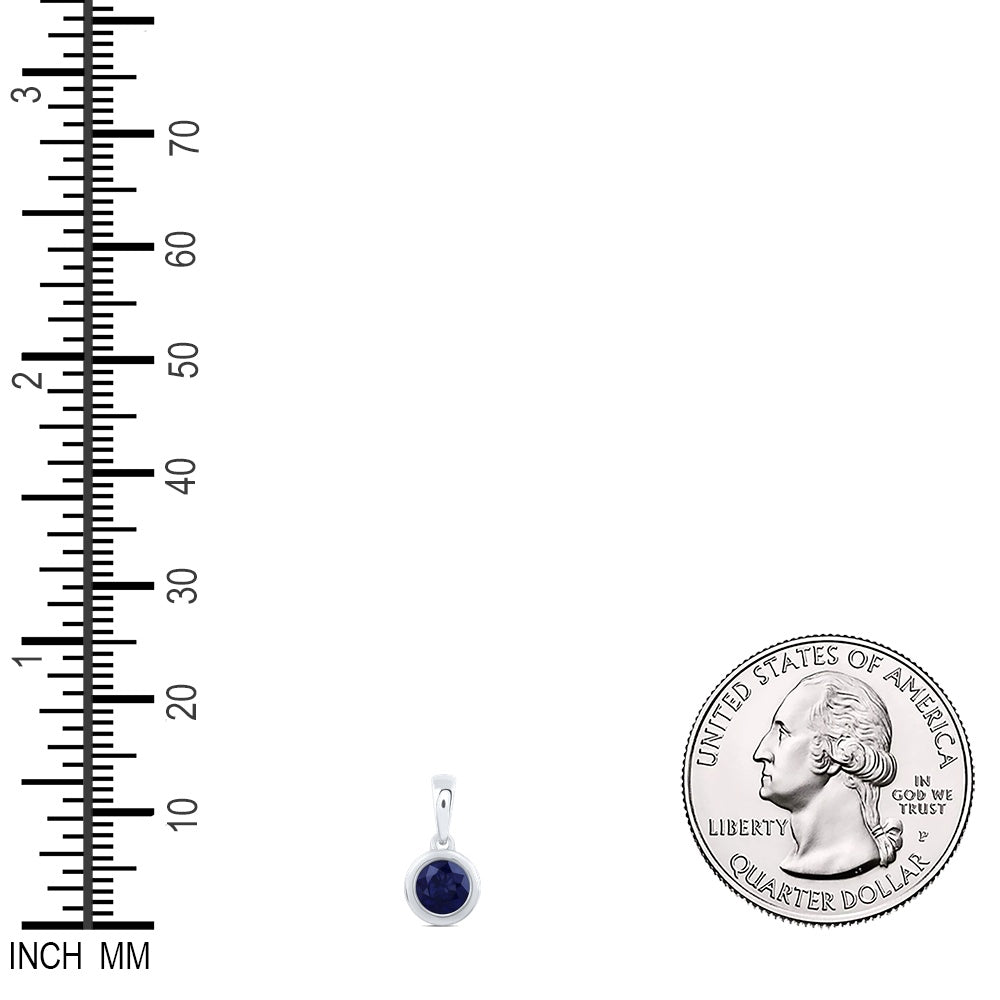 0.57 Ctw Natural Diamond Center Blue Pendant in 10k White Gold