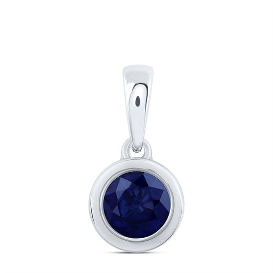 0.57 Ctw Natural Diamond Center Blue Pendant in 10k White Gold