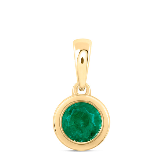 0.43 Ctw Natural Diamond Green Center Round Pendant in 10k Yellow Gold