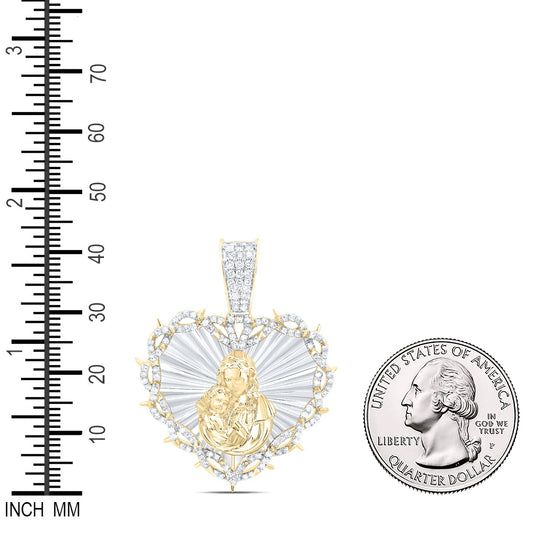 0.81 Ctw Natural Diamond Depicting Saint Jude Christ Child Heart Pendant in 10k Yellow Gold