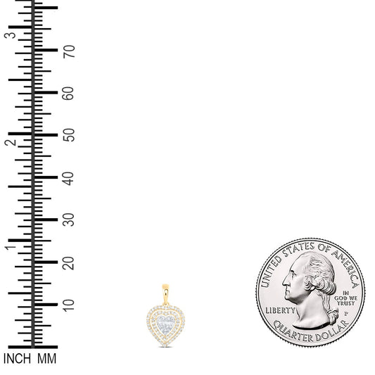 0.4 Ctw Natural Diamond Cluster Heart Pendant in 10k Yellow Gold