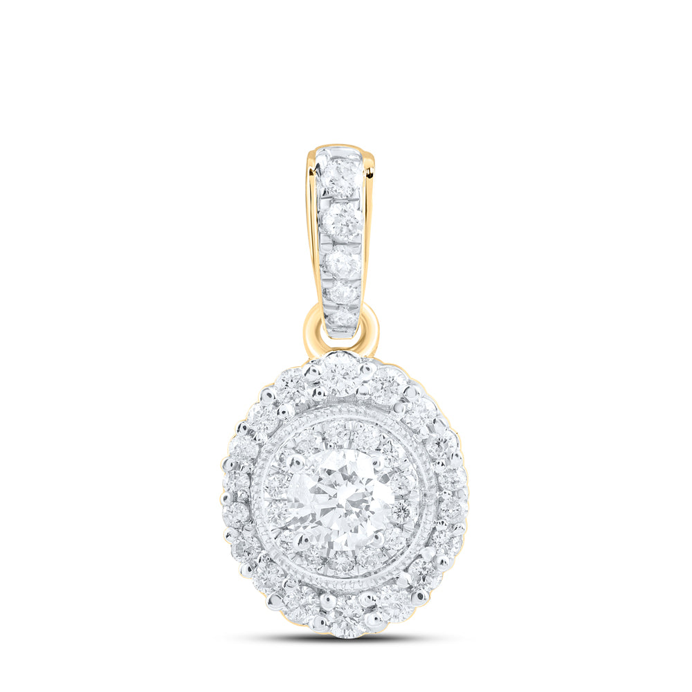 0.39 Ctw Natural Diamond Round Cluster Pendant in 14k Yellow Gold