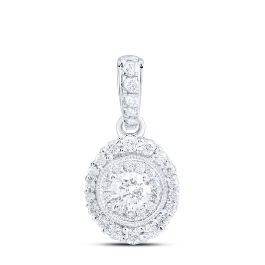 0.38 Ctw Natural Diamond Round Cluster Pendant in 14k White Gold