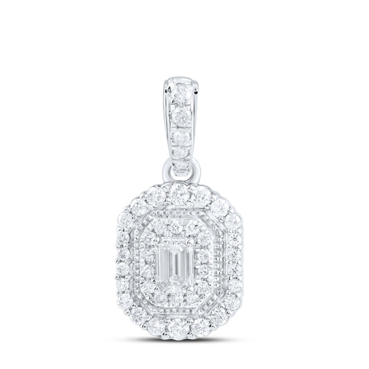 0.41 Ctw Natural Diamond Pentagone Shape Pendant in 14k White Gold
