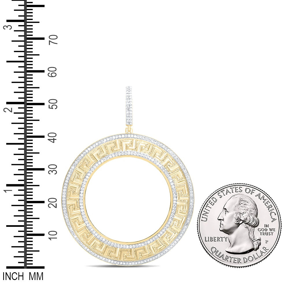 1.55 Ctw Natural Diamond Round Greek Bezel Pendant in 14k Yellow Gold