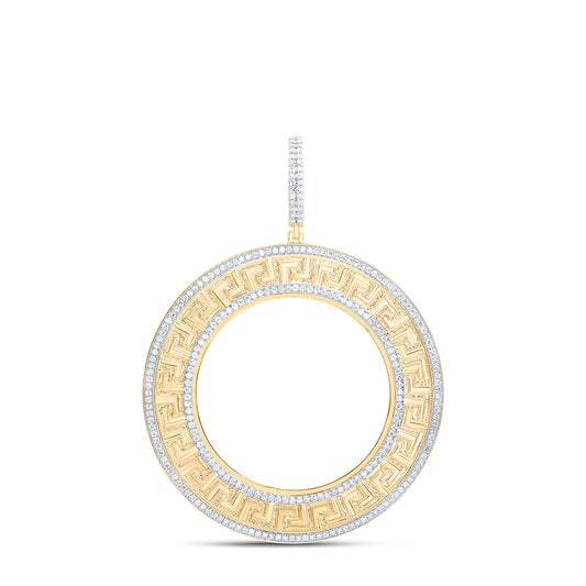 1.55 Ctw Natural Diamond Round Greek Bezel Pendant in 14k Yellow Gold