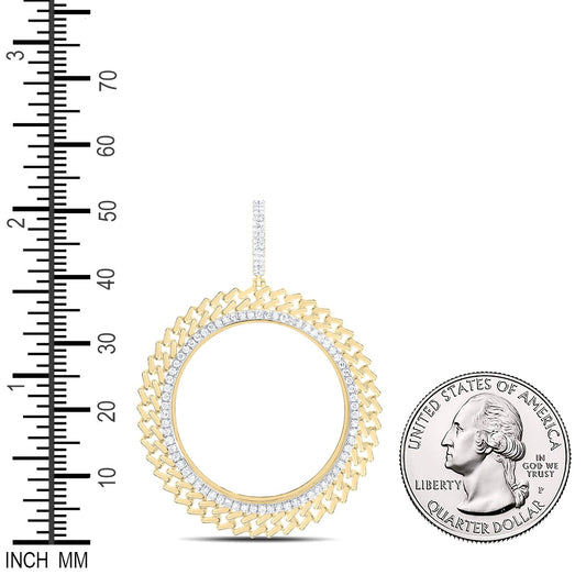 1.4 Ctw Natural Diamond Bezel Memory Link Border Pendant in 14k Yellow Gold