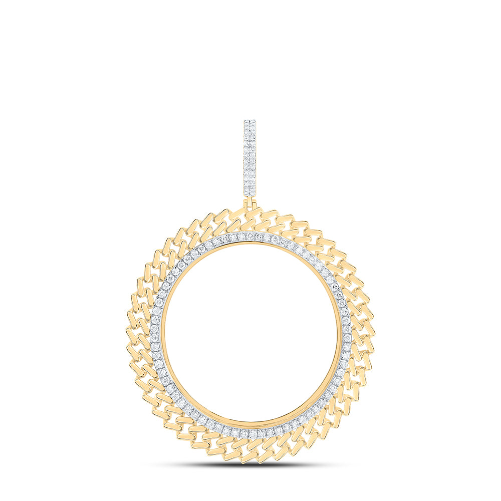 1.4 Ctw Natural Diamond Bezel Memory Link Border Pendant in 14k Yellow Gold