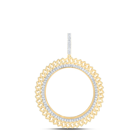 1.4 Ctw Natural Diamond Bezel Memory Link Border Pendant in 14k Yellow Gold