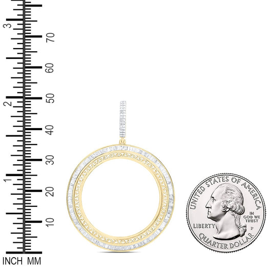 1.88 Ctw Natural Diamond Memory Bezel Round Circle Pendant in 14k Yellow Gold