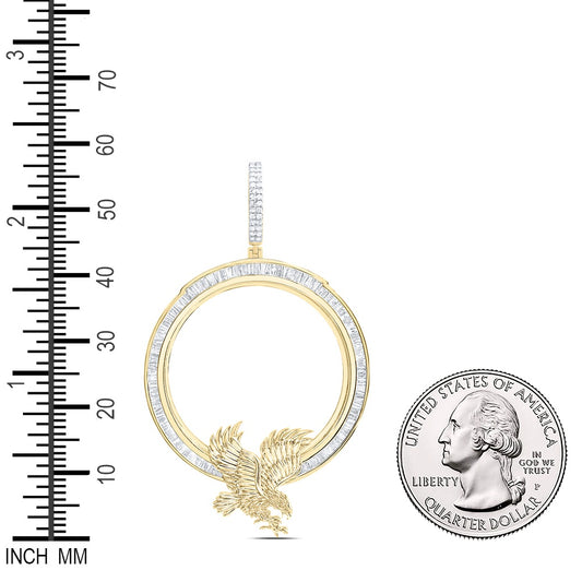 1.76 Ctw Natural Diamond Bezel Memory Eagle Pendant in 14k Yellow Gold