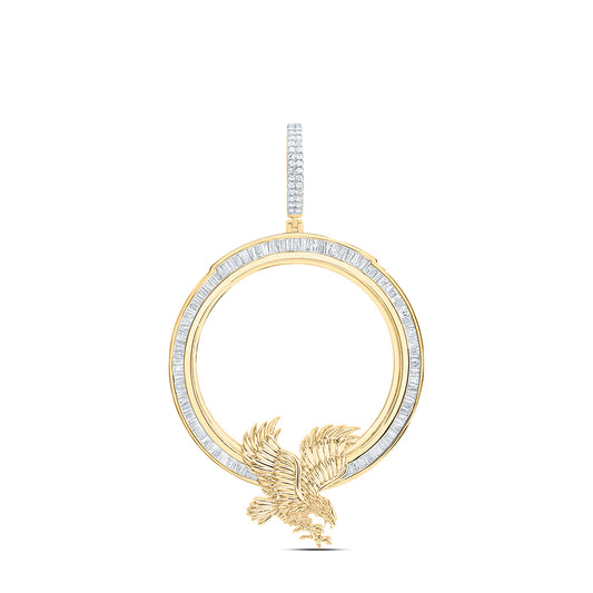 1.76 Ctw Natural Diamond Bezel Memory Eagle Pendant in 14k Yellow Gold
