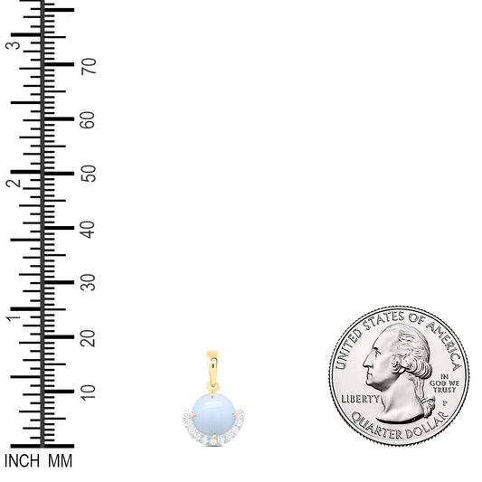 1.33 Ctw Natural Diamond Light Blue Pendant in 10k Yellow Gold