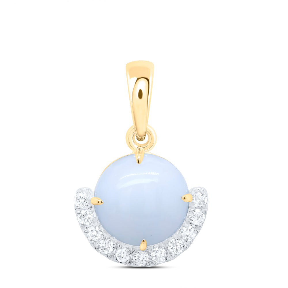 1.33 Ctw Natural Diamond Light Blue Pendant in 10k Yellow Gold