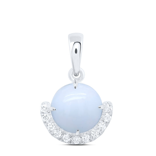 1.59 Ctw Natural Diamond Light Blue Pendant in 10k White Gold