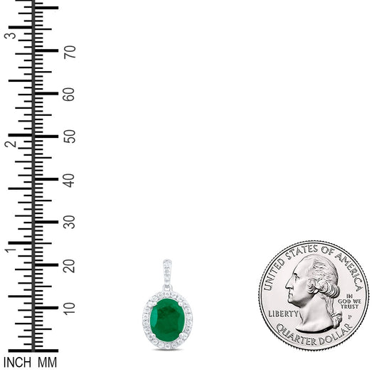 2.9 Ctw Natural Diamond Green Oval Pendant in 10k White Gold