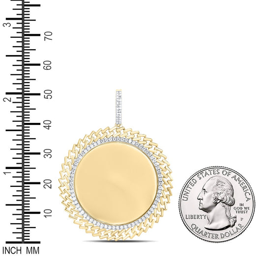 1.4 Ctw Natural Diamond Round Circular Memory Picture Frame Pendant in 10k Yellow Gold