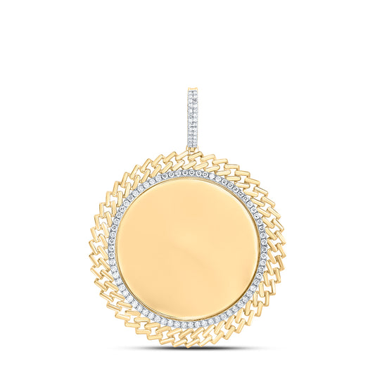1.4 Ctw Natural Diamond Round Circular Memory Picture Frame Pendant in 10k Yellow Gold