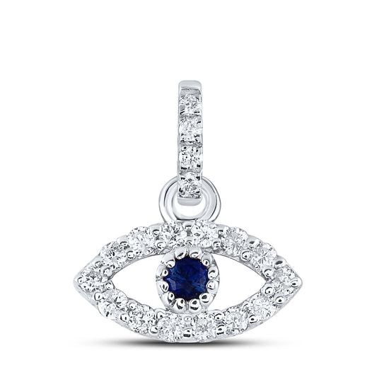 0.1 Ctw Natural Diamond Evil Eye Pendant in 14k White Gold