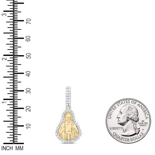 0.88 Ctw Natural Diamond Blessed Virgin Mary Pendant in 10k Yellow Gold