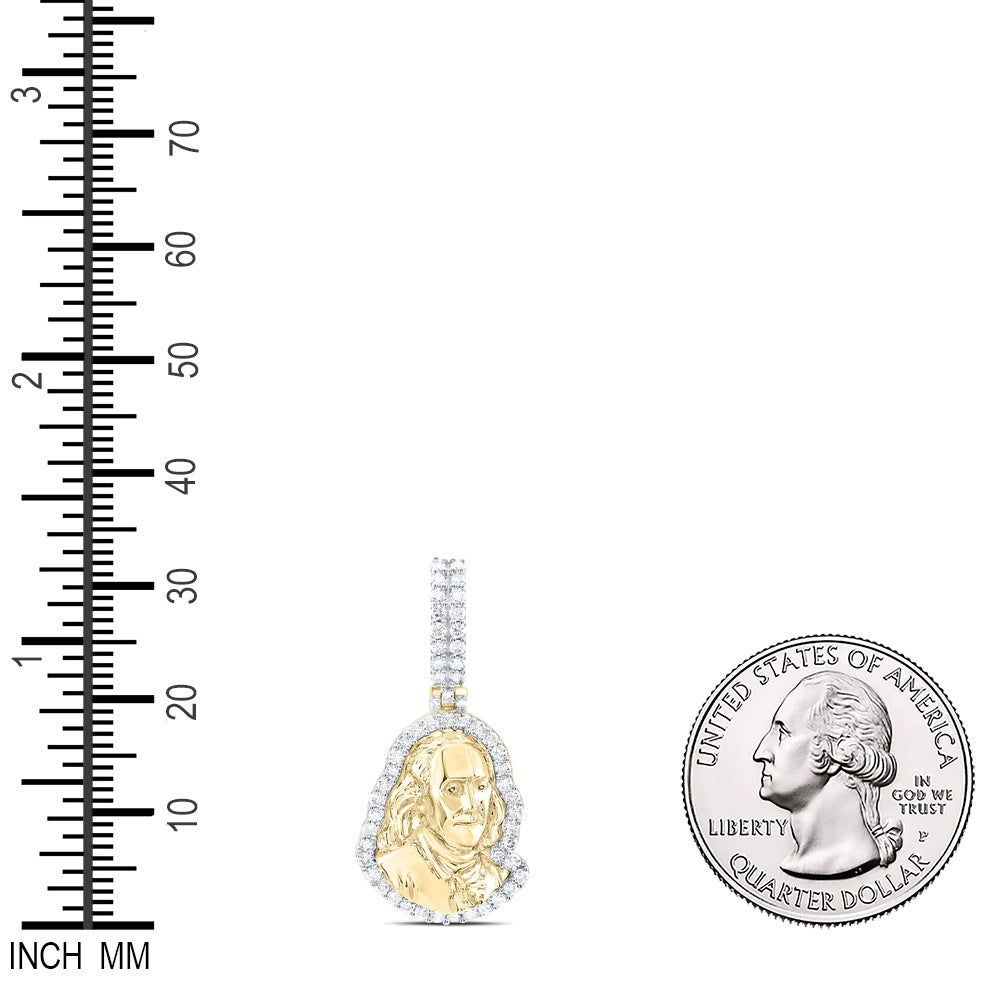 0.94 Ctw Natural Diamond Benjamin Franklin Pendant in 10k Yellow Gold