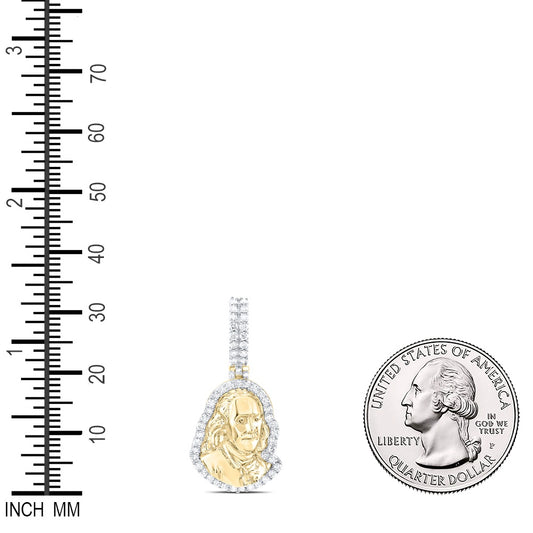 0.94 Ctw Natural Diamond Benjamin Franklin Pendant in 10k Yellow Gold