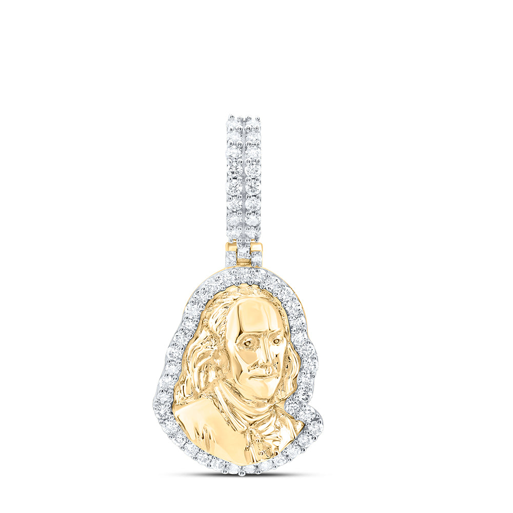0.94 Ctw Natural Diamond Benjamin Franklin Pendant in 10k Yellow Gold