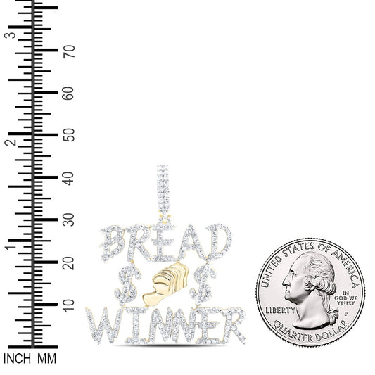1.44 Ctw Natural Diamond Bread Winner Dollar Sign Pendant in 10k Yellow Gold