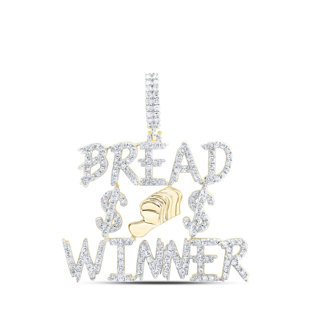 1.44 Ctw Natural Diamond Bread Winner Dollar Sign Pendant in 10k Yellow Gold