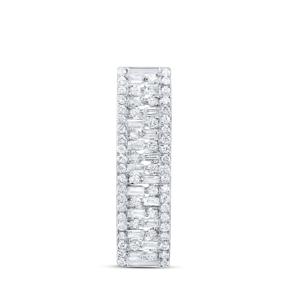 0.39 Ctw Natural Diamond Cute Rectangular Pendant in 14k White Gold