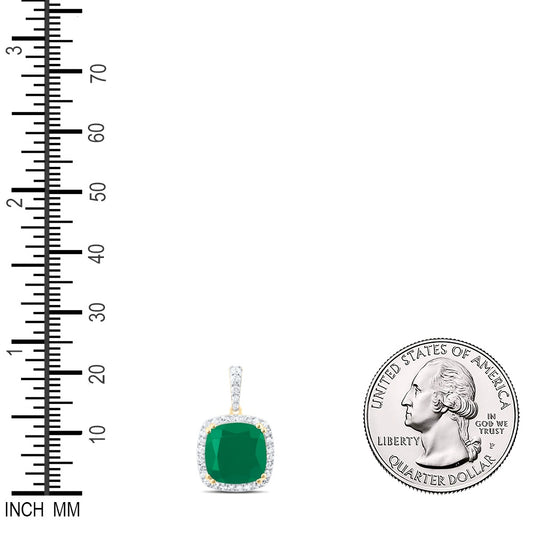 4.64 Ctw Natural Diamond Green Rounded Egde Pendant in 10k Yellow Gold