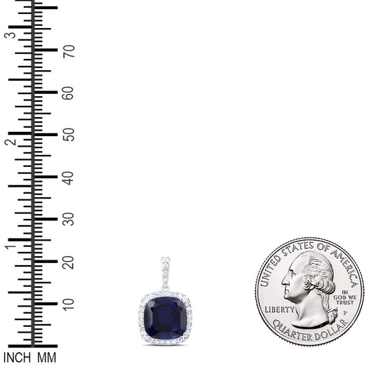 6 Ctw Natural Diamond Blue Rounded Egde Pendant in 10k White Gold