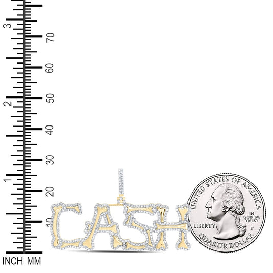 1.2 Ctw Natural Diamond CASH Nameplate Gift Pendant in 10k Yellow Gold