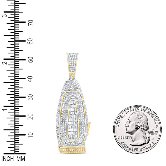 1.34 Ctw Natural Diamond Hair Clipper Barber Shop Pendant in 10k Yellow Gold