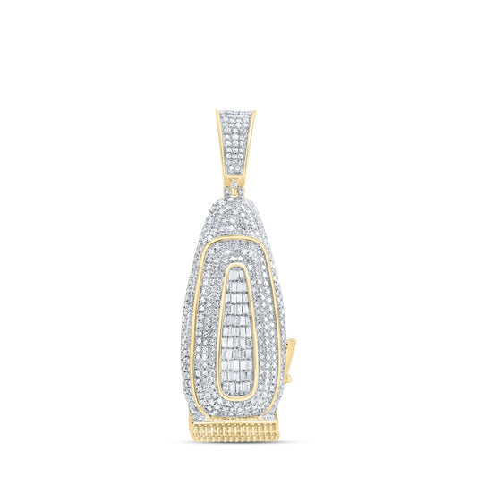 1.34 Ctw Natural Diamond Hair Clipper Barber Shop Pendant in 10k Yellow Gold