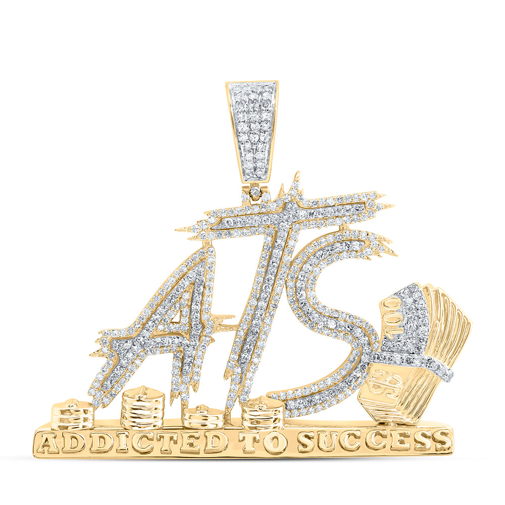 1.4 Ctw Natural Diamond ATS Addited To Success Cash Money Pendant in 10k Yellow Gold