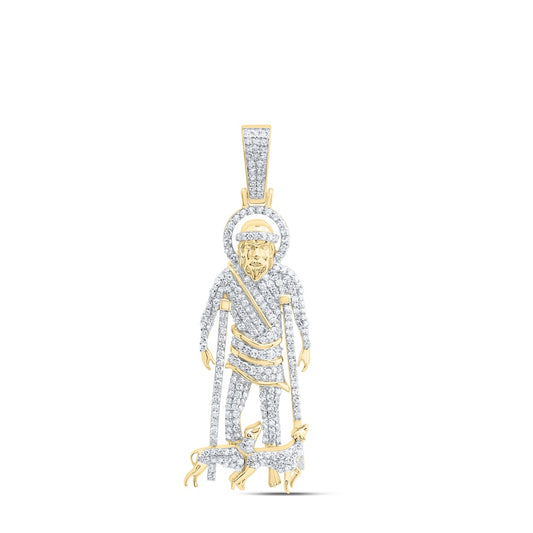 1 Ctw Natural Diamond Saint Lazarus Pendant in 10k Yellow Gold