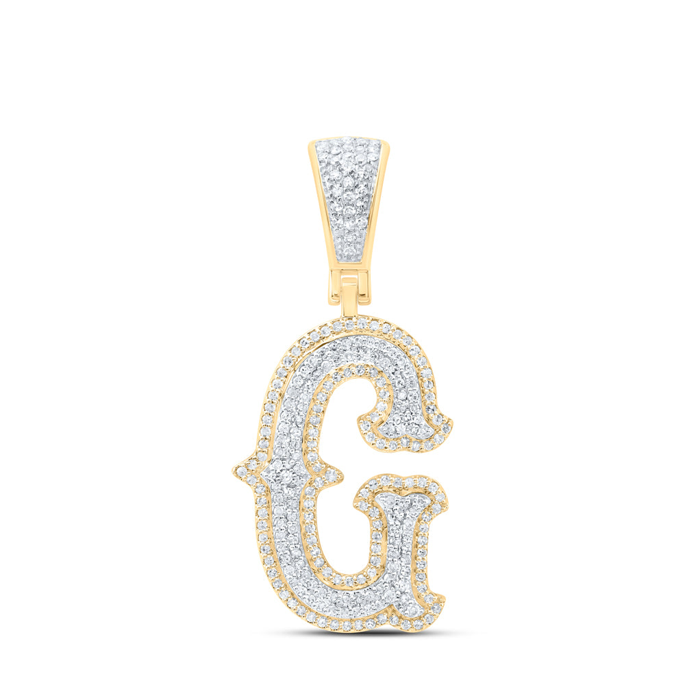 0.59 Ctw Natural Diamond Initial Letter Alphabet G Pendant in 10K Yellow White