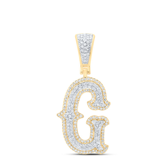 0.59 Ctw Natural Diamond Initial Letter Alphabet G Pendant in 10K Yellow White