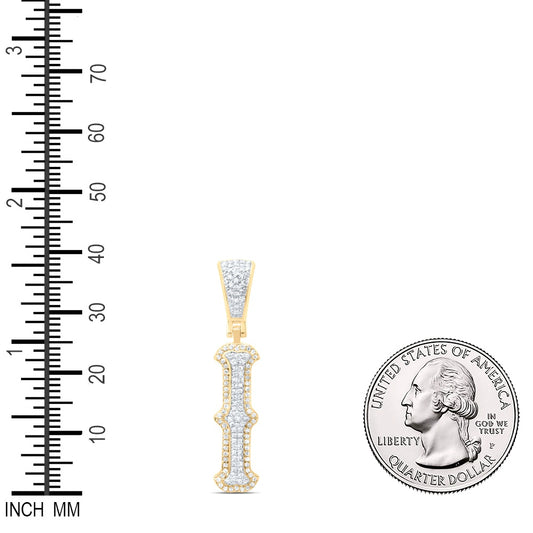 0.37 Ctw Natural Diamond Initial Letter Alphabet I Pendant in 10K Yellow White